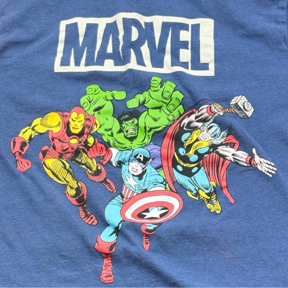 Marvel Avengers Classic Graphic Tee Boys Size 7 Blue 100% Cotton - Picture 5 of 8